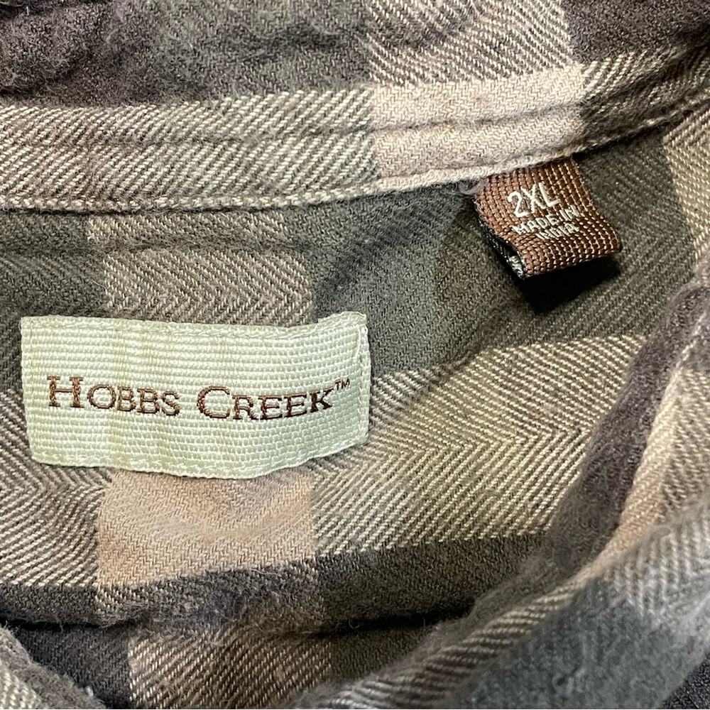 3/$15 Hobbs creek mens size 2XL flannel plaid Longsleeve button down shirt green - Picture 5 of 8